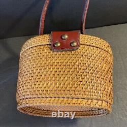 VTG 50s ETIENNE AIGNER Handmade Wicker Top Handle Handbag Basket Bag Preowned