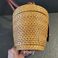 VTG 50s ETIENNE AIGNER Handmade Wicker Top Handle Handbag Basket Bag Preowned