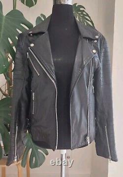 VTG Captaine 100% Genuine Leather Biker Jacket Coat Full Zip Pockets Buckles GRC