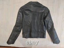 VTG Captaine 100% Genuine Leather Biker Jacket Coat Full Zip Pockets Buckles GRC