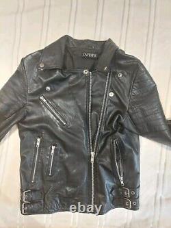 VTG Captaine 100% Genuine Leather Biker Jacket Coat Full Zip Pockets Buckles GRC