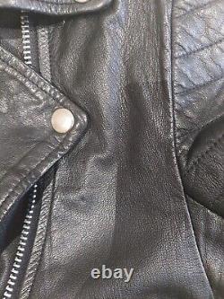 VTG Captaine 100% Genuine Leather Biker Jacket Coat Full Zip Pockets Buckles GRC