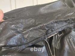 VTG Captaine 100% Genuine Leather Biker Jacket Coat Full Zip Pockets Buckles GRC