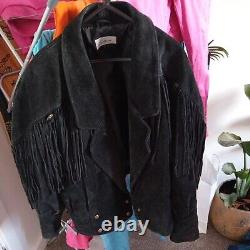 Vintage 1980s Liz Thomas designer Ladies Genuine 100% Suede Leather blazer style