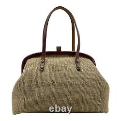 Vintage 40s 50s ETIENNE AIGNER Tweed Leather Handmade Satchel Bag Handbag RARE