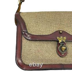 Vintage 40s 50s ETIENNE AIGNER Tweed Leather Handmade Satchel Bag Handbag RARE