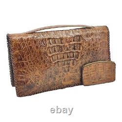 Vintage 50s 60s GENUINE ALLIGATOR Clutch Bag Handbag Coin Purse Wallet Set MCM