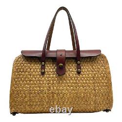 Vintage 50s ETIENNE AIGNER Handmade Woven Wicker Handbag Satchel Tote Bag NOS