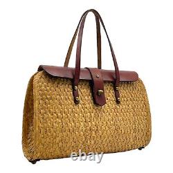 Vintage 50s ETIENNE AIGNER Handmade Woven Wicker Handbag Satchel Tote Bag NOS