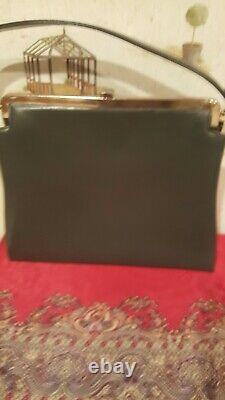 Vintage 50th By Triangle New York Gray Genuine Leather Tote Satchel Evening