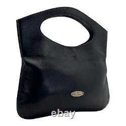 Vintage 60s 70s ETIENNE AIGNER Medium Handmade Leather Clutch Bag Handbag BLACK
