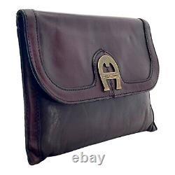 Vintage 60s 70s ETIENNE AIGNER Medium Leather Clutch Bag Handbag OXBLOOD