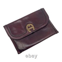 Vintage 60s 70s ETIENNE AIGNER Medium Leather Clutch Bag Handbag OXBLOOD