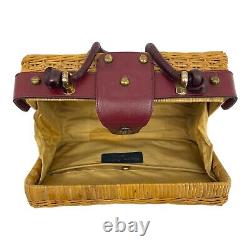 Vintage 60s 70s ETIENNE AIGNER Small Woven Wicker Handbag Basket Bag Box RARE