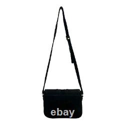 Vintage 60s 70s ETIENNE AIGNER Suede Leather Crossbody Shoulder Bag BLACK RARE