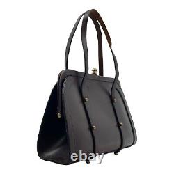 Vintage 60s 70s JOHN ROMAIN Medium Handmade Leather Satchel Bag Handbag Hardbody