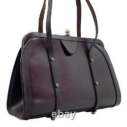 Vintage 60s 70s JOHN ROMAIN Medium Handmade Leather Satchel Bag Handbag Hardbody
