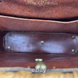 Vintage 60s 70s JOHN ROMAIN Woven Rattan Leather Satchel Tote Bag Handbag RARE