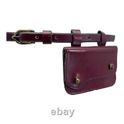 Vintage 70s ETIENNE AIGER Leather Brass Studded Belt Card Case Belt Bag OXBLOOD