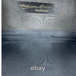 Vintage 70s ETIENNE AIGNER Handmade Suede Leather Clutch Bag Handbag Hinge TAUPE