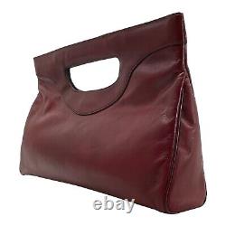 Vintage 70s ETIENNE AIGNER Large Handmade Leather Clutch Bag Handbag OXBLOOD NOS