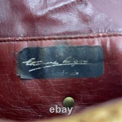 Vintage 70s ETIENNE AIGNER Macrame Canvas Leather Shoulder Bag OXBLOOD RARE