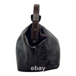 Vintage 70s ETIENNE AIGNER Small Leather Wood Handle Clutch Bag Handbag OXBLOOD