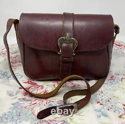 Vintage 70s Etinne Aigner Large Handmade Leather Shoulder Bag Handbag Oxblood