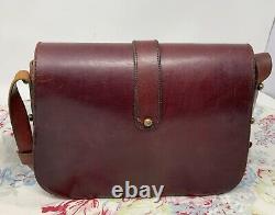 Vintage 70s Etinne Aigner Large Handmade Leather Shoulder Bag Handbag Oxblood