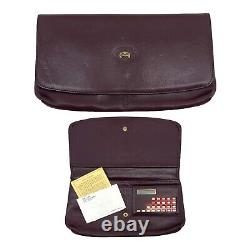 Vintage 80s ETIENNE AIGNER Leather Envelope Clutch Bag Handbag Calculator NOS
