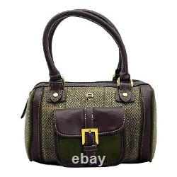 Vintage 90s ETIENNE AIGNER Small Wool Leather Satchel Bag Handbag Crossbody NOS