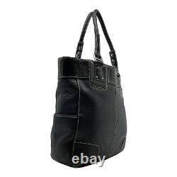 Vintage 90s FOSSIL Large Pebbled Leather Tote Bag Handbag Shoulder Popstitch NOS