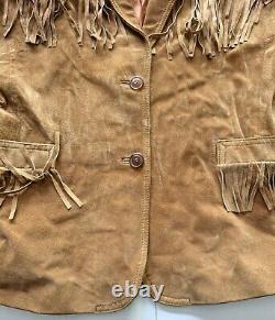 Vintage 90s Saks Fifth Avenue Women's Genuine Suede Leather Fringe Jacket Size M