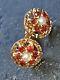 Vintage 9ct Gold Real Pearl And Garnet Stud Earrings 375 W&g Cluster Design