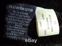 Vintage Black Genuine Shearling Sheepskin Leather Aviator Flying Jacket 12 Uk