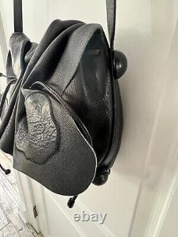 Vintage Black Leather Carlos Falchi Buffalo Crossbody Shoulder Bag