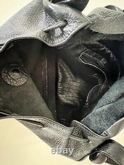 Vintage Black Leather Carlos Falchi Buffalo Crossbody Shoulder Bag