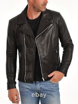 Vintage Black New Genuine Lambskin Designer Motorcycle Biker Leather Jacket U667