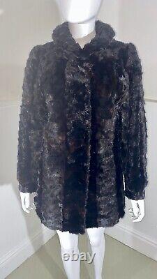 Vintage Blackglama & Mahogany Real Mink Fur Swing Swagger Coat Jacket