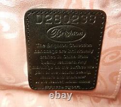 Vintage Brighton Black & Croc Brown Genuine Pebbled Leather Shoulder Bag Satchel