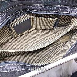 Vintage Brighton Black Pebbled Genuine Leather Croc Trim Purse Shoulder Bag Tote