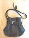 Vintage Coach Soho Cinch Black Leather Bucket Crossbody Bag Belt Buckle