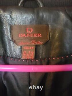 Vintage Danier Womens Genuine ITALIAN Leather Coat Long Jacket Stitch Design XS