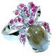 Vintage Design Genuine Labradorite. 925 Sterling Silver Handcrafted Ring Size