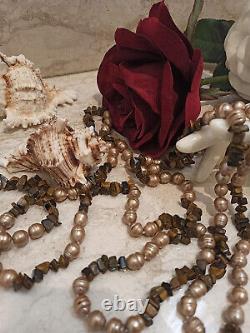 Vintage Designer Pearl Necklace Genuine Pearl Fine Jewelry Pearl Coffee Pearl HM