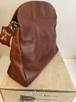 Vintage Genuine Justin Leather RED WOOD Beautiful Shoulder Bag