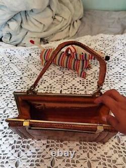 Vintage Genuine, cobra snake skin leather handbag Stylist Design 1930's RARE