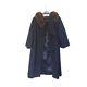 Vintage Lilli Ann Paris Black Wool Swing Coat With Real Fur Collar, Size Medium