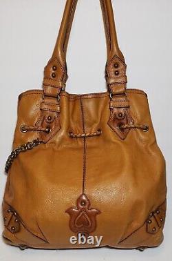 Vintage Lockheart Saddel Brown Moroccan 3d Embossed Applique Handbag Tote $895
