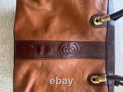 Vintage Marino Orlandi Genuine Leather Satchel Made in Italy Brown Gold Indie